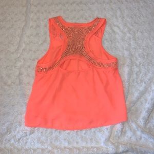 Pink see through sparkly tank top